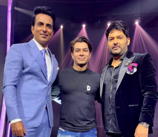 Actor Sonu Sood and Kapil Sharma praise fitness trainer Yogesh Bhateja in front of Megastar Amitabh Bachchan during the shoot of KBC 13