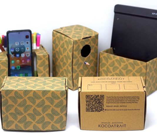 Kocoatrait makes their shipping boxes a DIY (Do-It-Yourself) and reuse box
